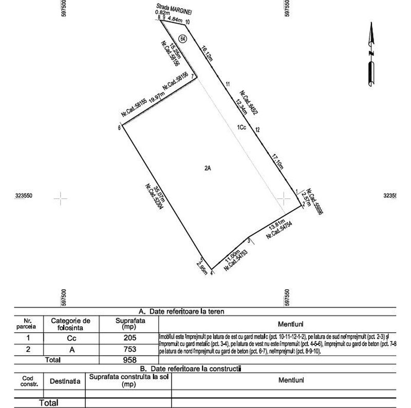 Catelu, vanzare teren constructii,